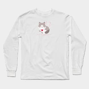 Cute Kitty with Hearts Long Sleeve T-Shirt